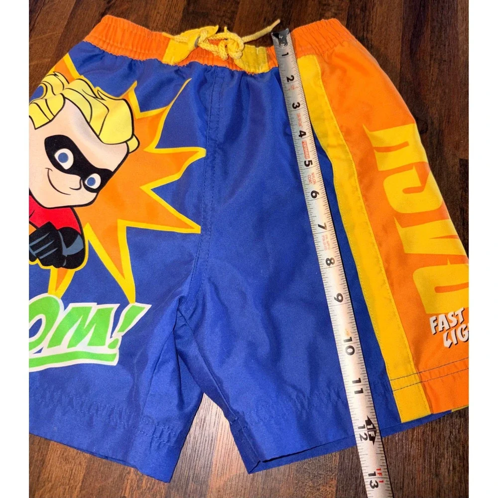 Disney‎ Pixar The Incredibles Dash Swim Trunks Boys XXS Blue Orange Board Shorts